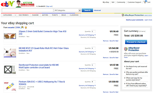 eBayの買い物かご