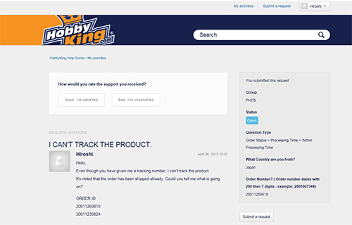 hobbyking not arrived!