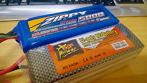 ZOP POWER 6S 5500mAh 40C大きさ比較