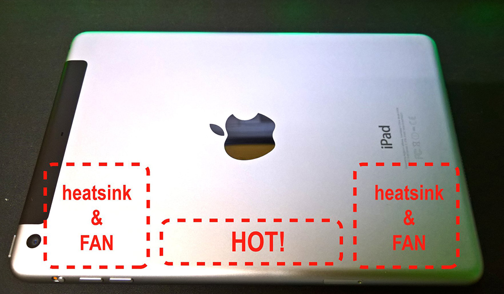 iPad miniの発熱部分